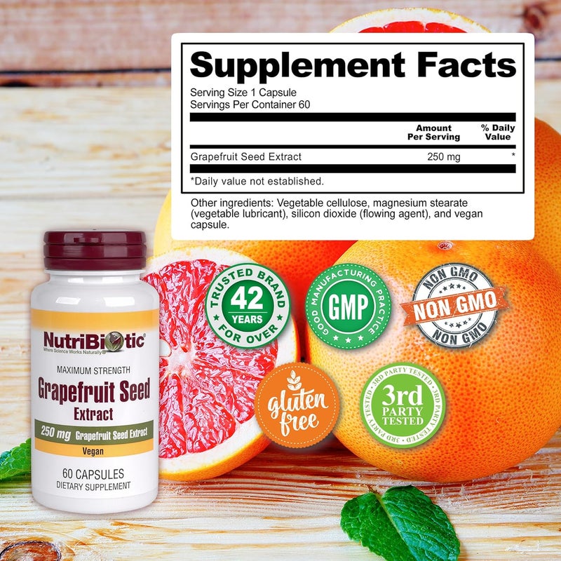 NutriBiotic – Grapefruit Seed Extract Capsules 250mg, 60 Count - Image 4